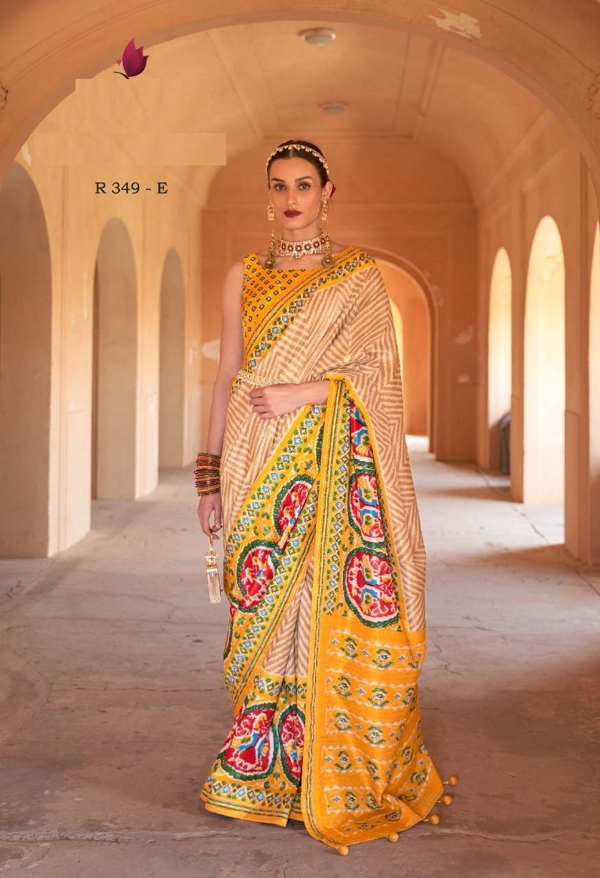 DESIGNER FANCY PARTY WEAR ORGANZA SILK FABRIC SAREE REVAA SUVARNA SM 349 E