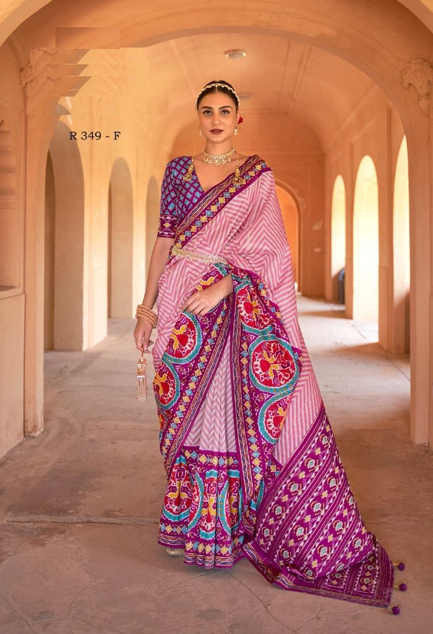 DESIGNER FANCY PARTY WEAR ORGANZA SILK FABRIC SAREE REVAA SUVARNA SM 349 F