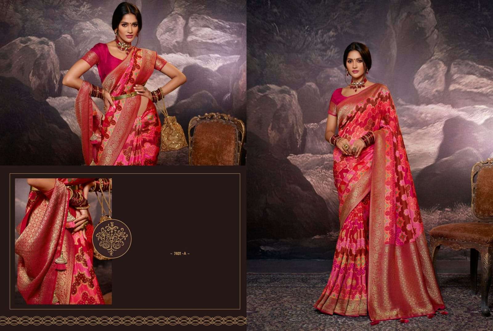 DESIGNER FANCY PARTY WEAR PINK BANARASI PATOLA SILK SAREE SULAKSHMI SM 7401A