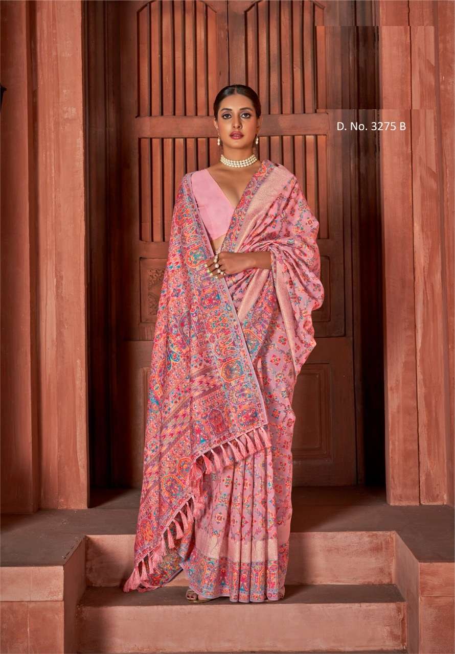 DESIGNER FANCY PARTY WEAR PINK BANARASI SILK FABRIC SAREE MANJULAA AARADHYA SM 3275B