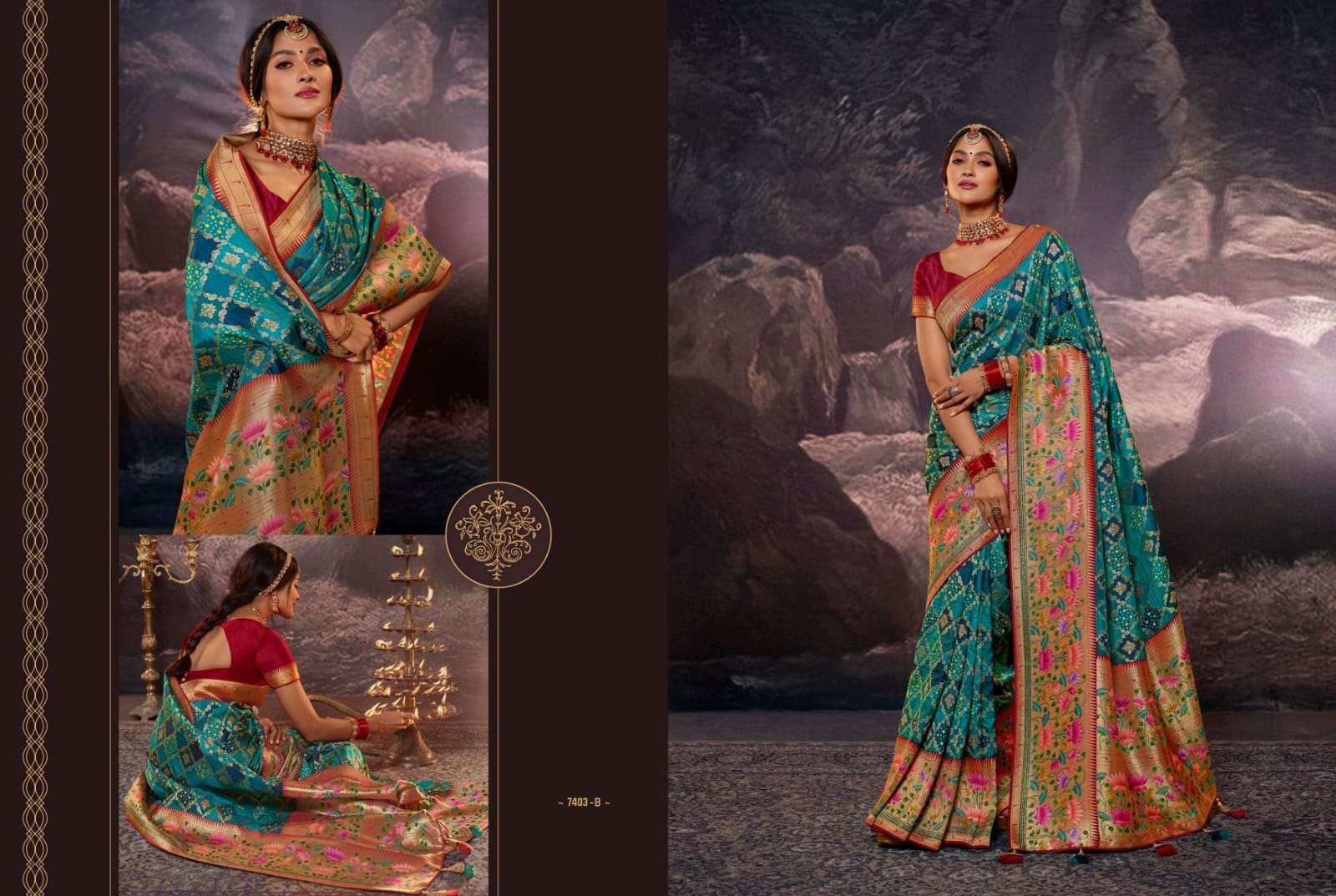 DESIGNER FANCY PARTY WEAR RAMA BANARASI PATOLA SILK SAREE SULAKSHMI SM 7403B