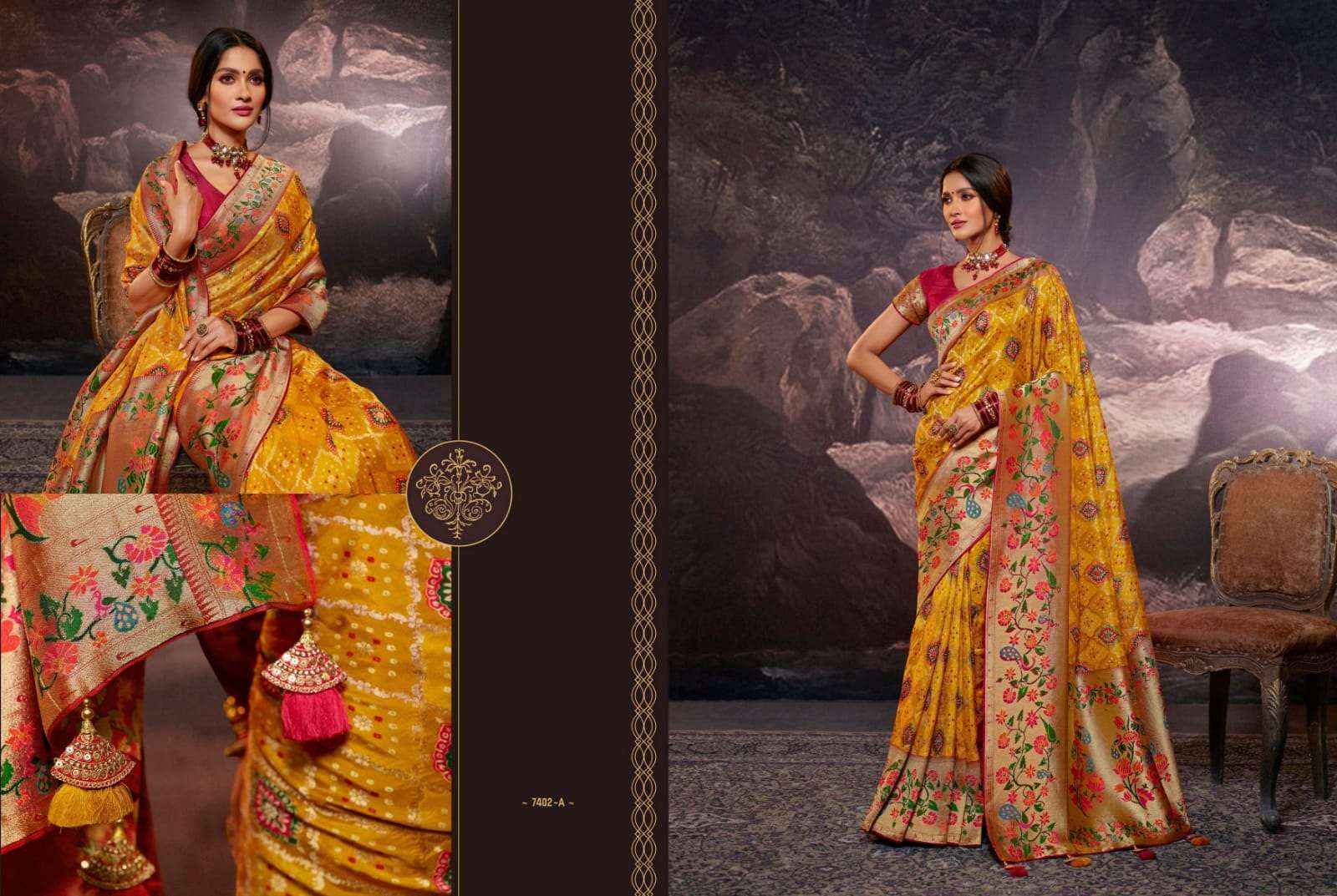 DESIGNER FANCY PARTY WEAR YELLOW BANARASI PATOLA SILK SAREE SULAKSHMI SM 7402A