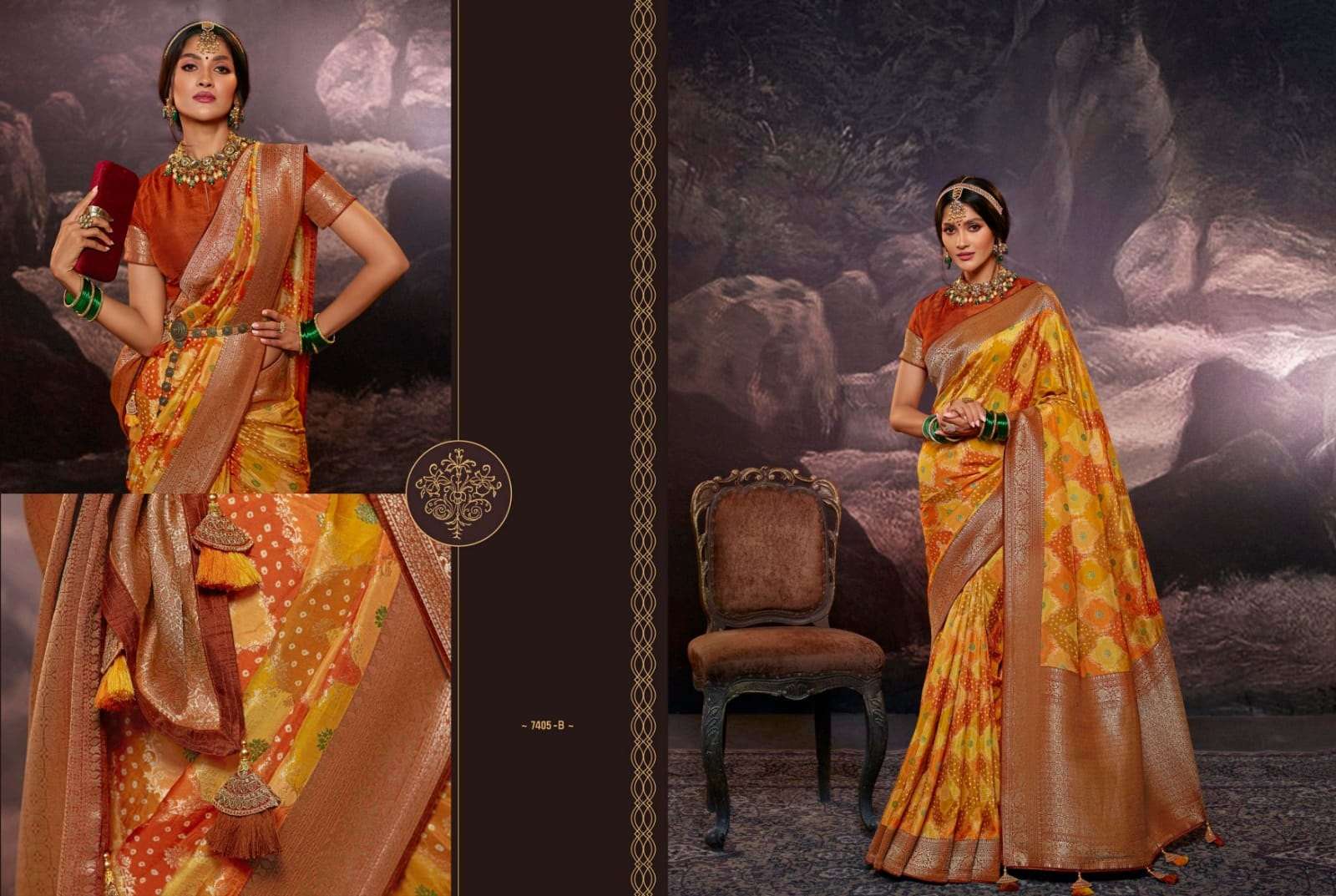 DESIGNER FANCY PARTY WEAR YELLOW BANARASI PATOLA SILK SAREE SULAKSHMI SM 7405B