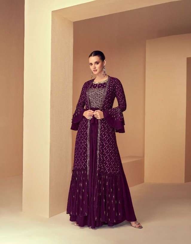 DESIGNER FANCY PURPLE SHARARA SALWAR SUIT FOR WEDDING PARTY WEAR IN REAL GEORGETTE FABRIC AF 7152