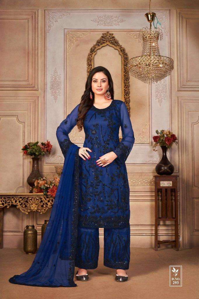 DESIGNER FANCY STRAIGHT SALWAR SUIT FOR WEDDING PARTY WEAR IN NET FABRIC VAANI 293