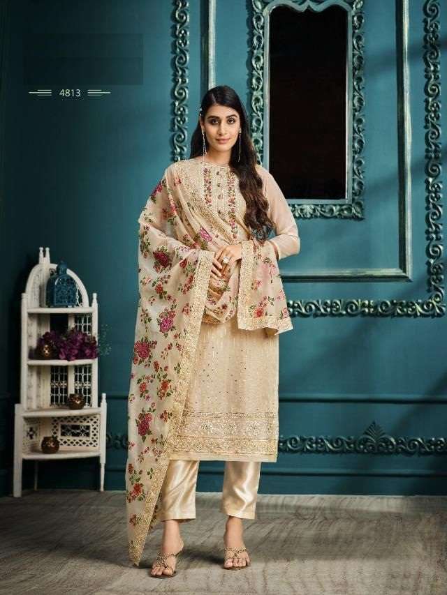 DESIGNER FANCY STRAIGHT SALWAR SUIT FOR WEDDING PARTY WEAR IN GEORGETTE FABRIC DST VIPUL 4813