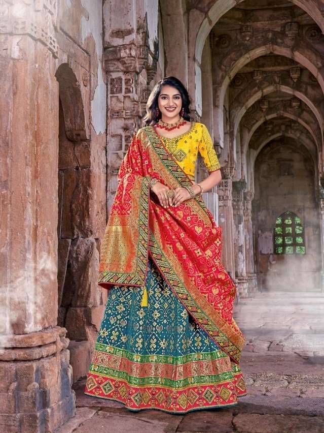 DESIGNER FANCY TRENDY PARTY WEAR BANARASISILK LEHENGA CHOLI PRERNA SM 1704