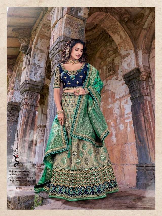 DESIGNER FANCY TRENDY PARTY WEAR BANARASISILK LEHENGA CHOLI PRERNA SM 1707