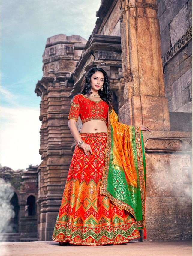 DESIGNER FANCY TRENDY PARTY WEAR BANARASISILK LEHENGA CHOLI PRERNA SM 1708