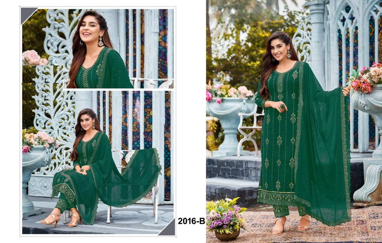 GREEN DESIGNER FANCY STRAIGHT SALWAR SUIT FOR WEDDING PARTY WEAR IN GEORGETTE FABRIC JG 2016 B