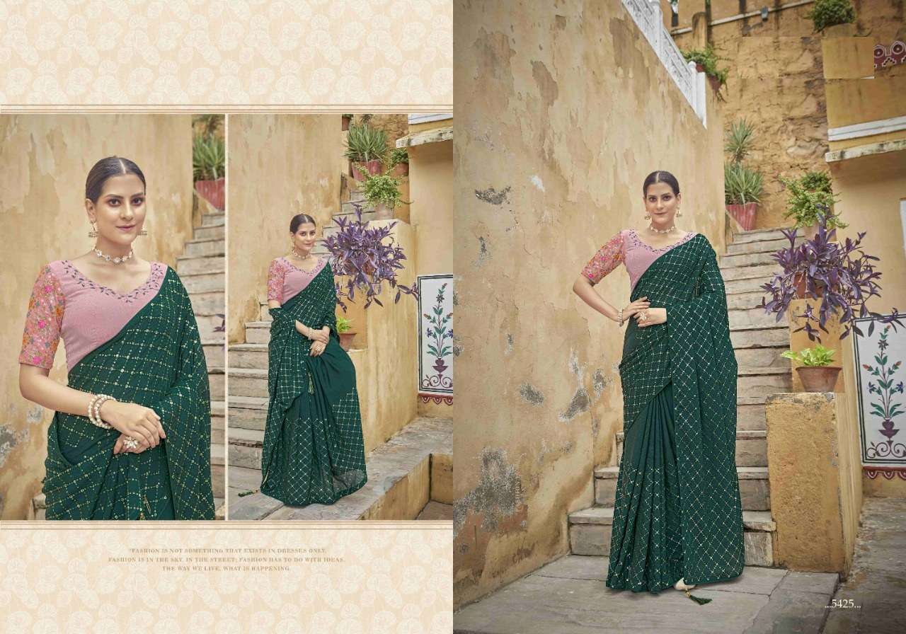 NEW DESIGNER PARTY WEAR SAREE IN CHINON FABRIC COLLECTION KF COCKTAIL 5425