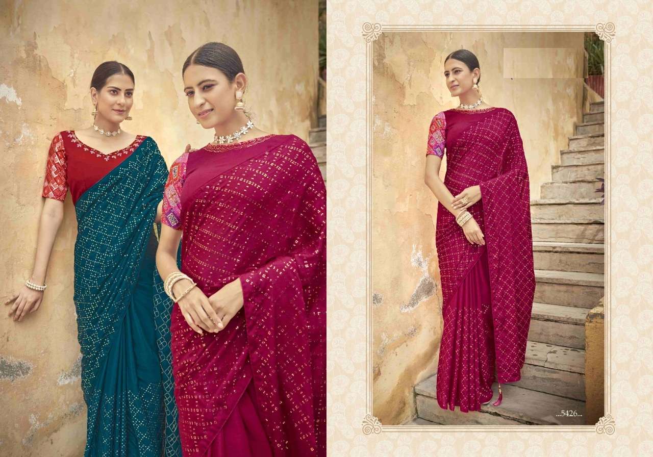 NEW DESIGNER PARTY WEAR SAREE IN CHINON FABRIC COLLECTION KF COCKTAIL 5426