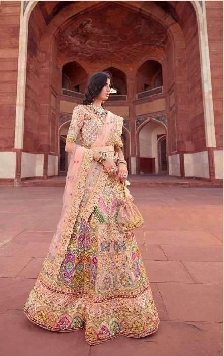 BEST DESIGNER BRIDAL WEDDING WEAR HEAVY VELVET LEHENGA CHOLI ROYAL 1014