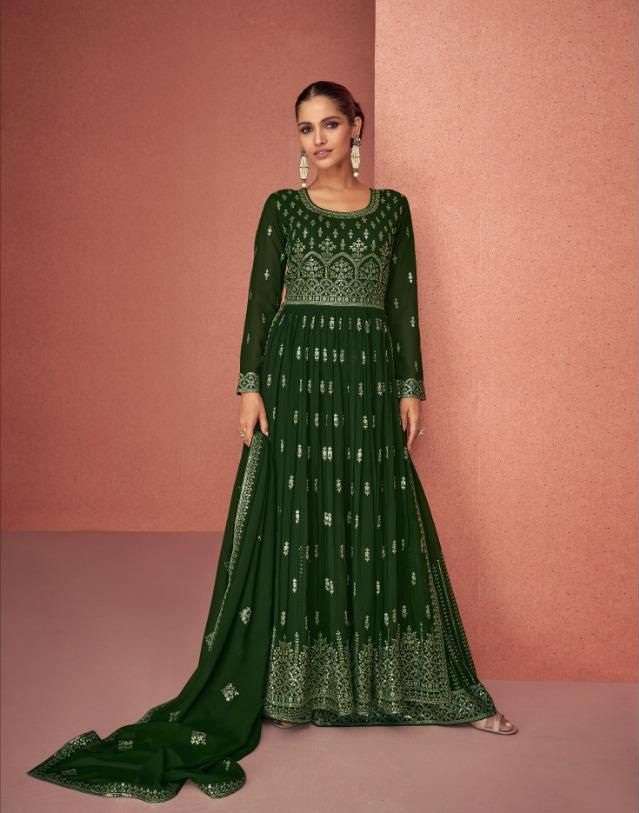 DESIGNER FANCY LONG ANARKALI GOWN SALWAR SUIT FOR WEDDING PARTY WEAR IN REAL GEORGETTE FABRIC AF SIYONA 9398