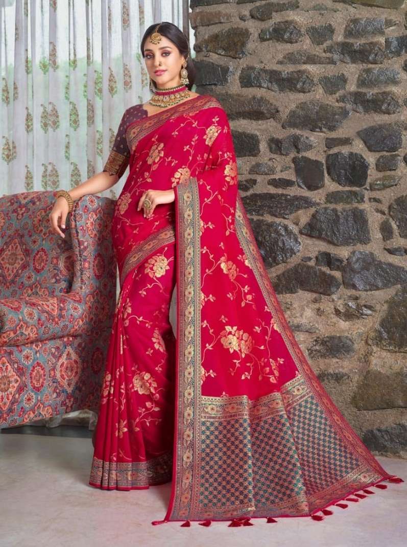 DESIGNER FANCY PARTY WEAR DESIGNER SILK FABRIC SAREE JOH RIWAZ SM 17003