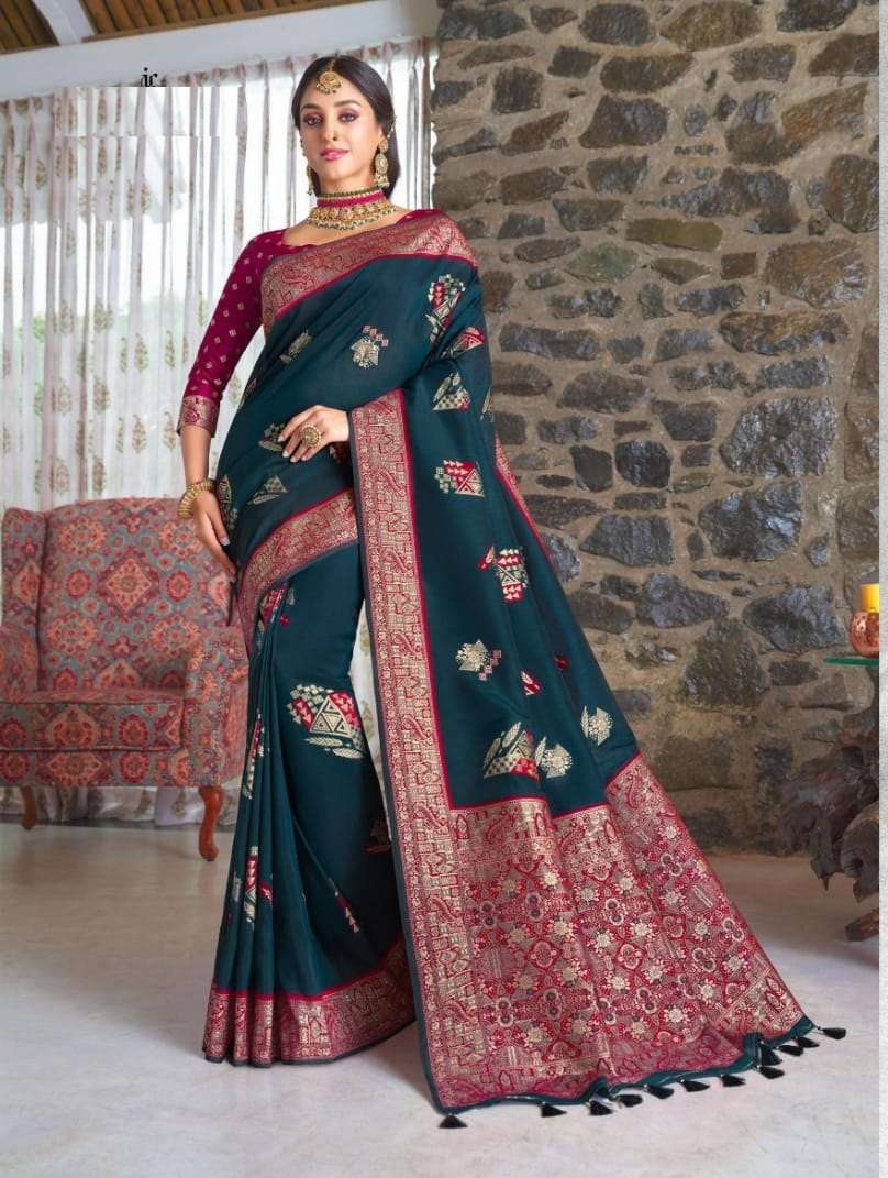 DESIGNER FANCY PARTY WEAR DESIGNER SILK FABRIC SAREE JOH RIWAZ SM 17005