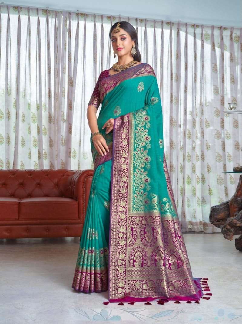 DESIGNER FANCY PARTY WEAR DESIGNER SILK FABRIC SAREE JOH RIWAZ SM 17006