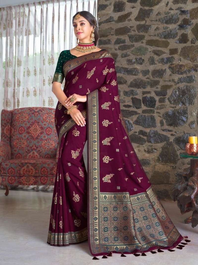 DESIGNER FANCY PARTY WEAR DESIGNER SILK FABRIC SAREE JOH RIWAZ SM 17007