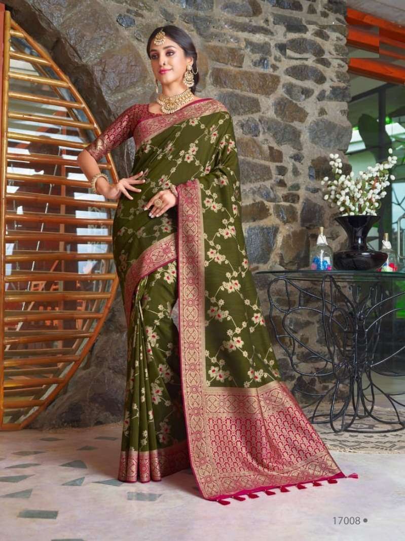 DESIGNER FANCY PARTY WEAR DESIGNER SILK FABRIC SAREE JOH RIWAZ SM 17008