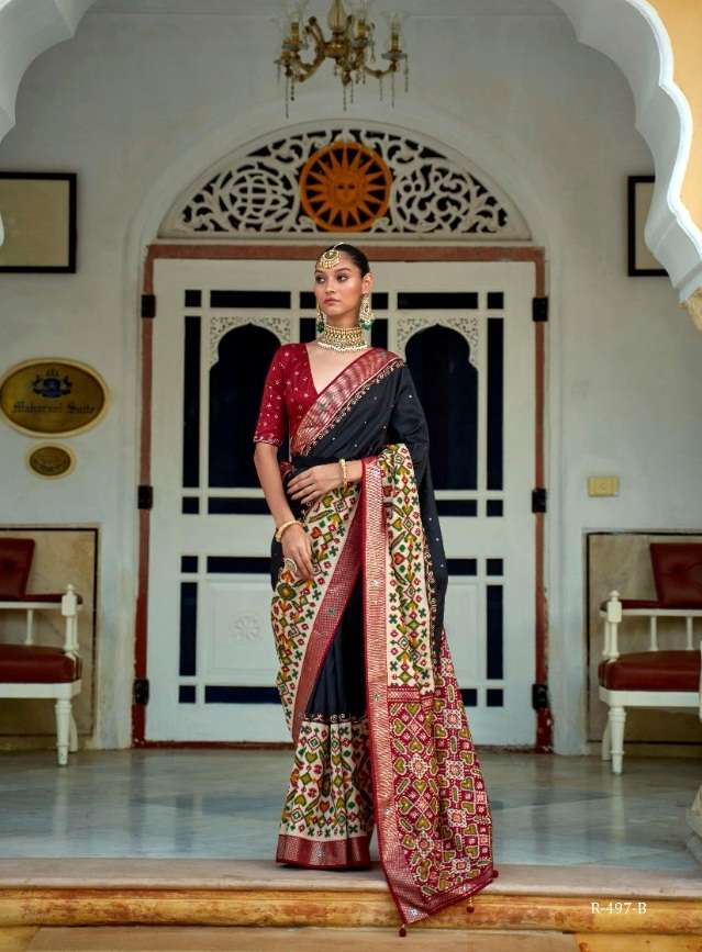 DESIGNER FANCY PARTY WEAR DESIGNER SILK FABRIC SAREE REVAA AARI SM 197 B