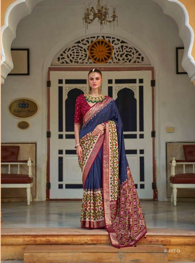 DESIGNER FANCY PARTY WEAR DESIGNER SILK FABRIC SAREE REVAA AARI SM 197 D