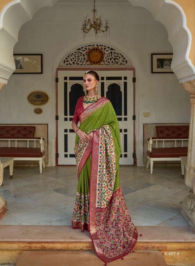 DESIGNER FANCY PARTY WEAR DESIGNER SILK FABRIC SAREE REVAA AARI SM 197 F