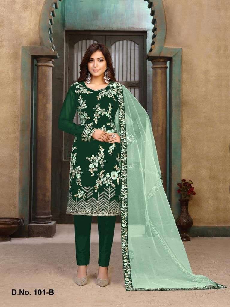 DESIGNER FANCY PARTY WEAR GEORGETTE GREEN SALWAR SUIT VAANI 101