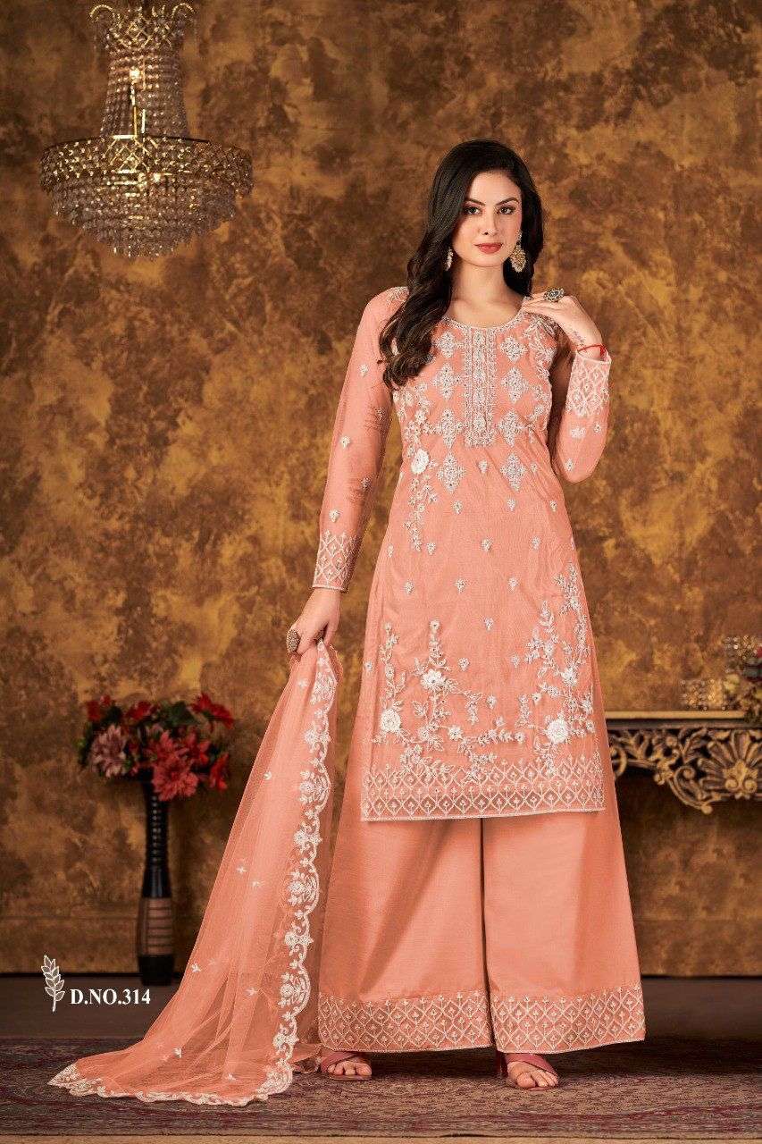 DESIGNER FANCY PARTY WEAR GEORGETTE ORANGE SALWAR SUIT VAANI 314