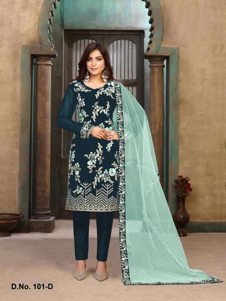 DESIGNER FANCY PARTY WEAR GEORGETTE RAMA GREEN SALWAR SUIT VAANI 101