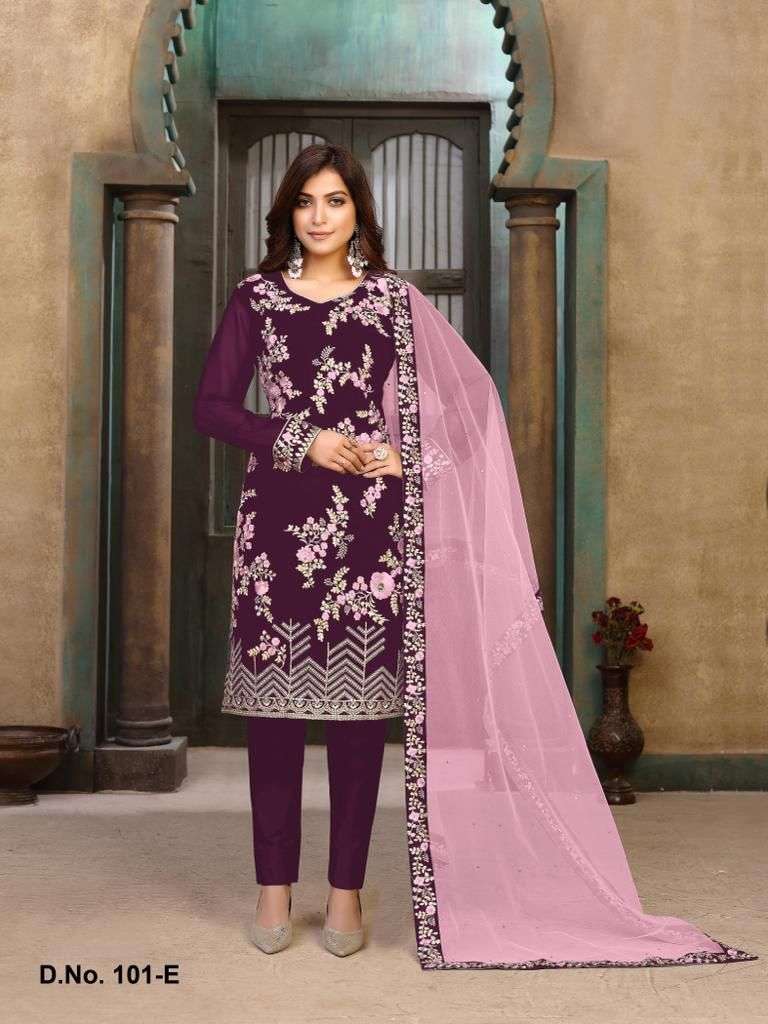 DESIGNER FANCY PARTY WEAR GEORGETTE WINE SALWAR SUIT VAANI 101