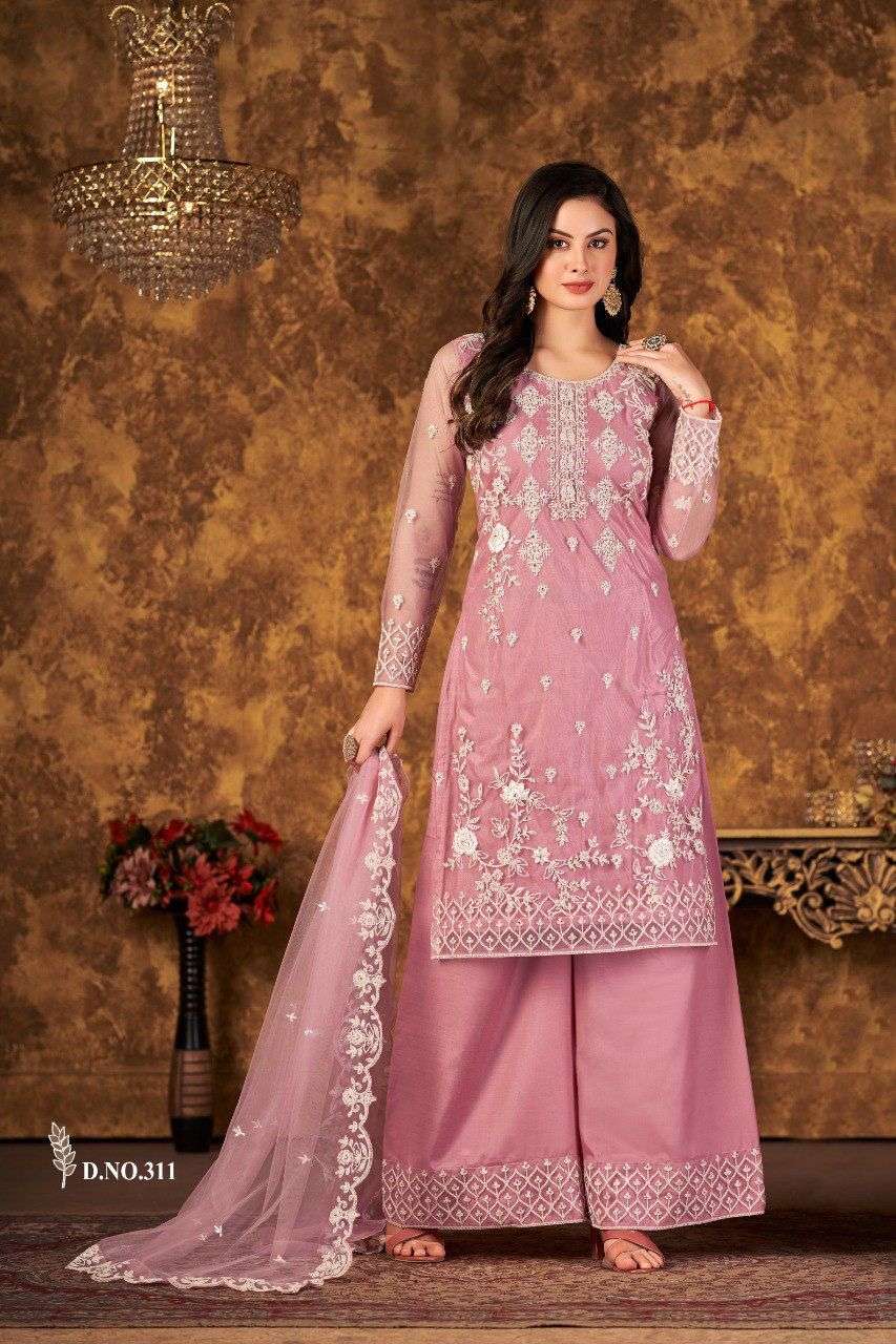 DESIGNER FANCY PARTY WEAR LIGHT PINK GEORGETTE SALWAR SUIT VAANI 311