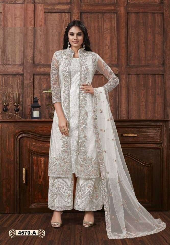 DESIGNER FANCY WEDDING PARTY FESTIVAL WEAR BUTTERFLY NET SALWAR SUIT VIPUL JG 4570A