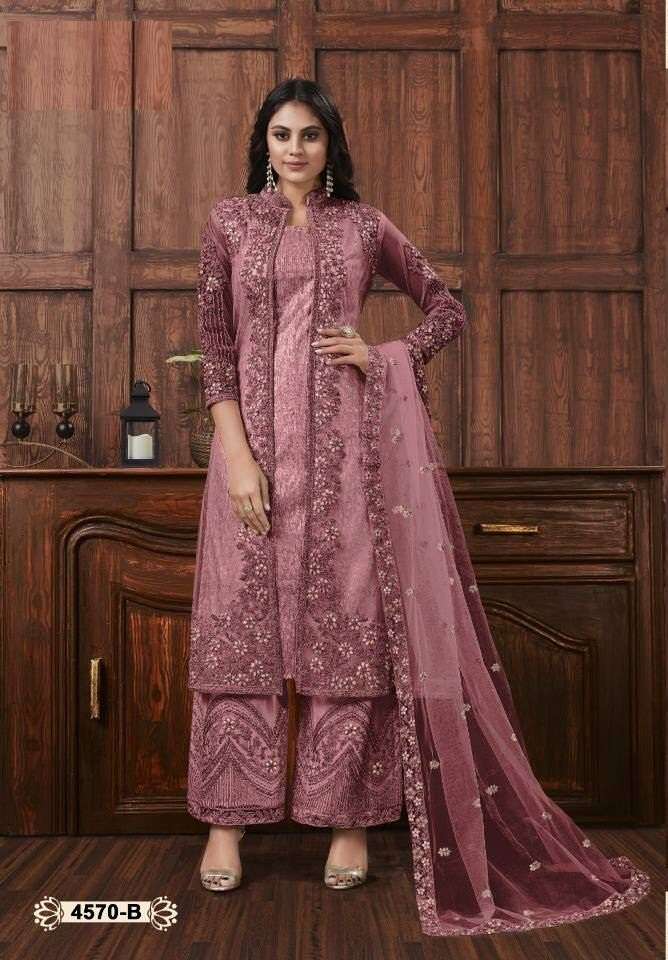 DESIGNER FANCY WEDDING PARTY FESTIVAL WEAR BUTTERFLY NET SALWAR SUIT VIPUL JG 4570B