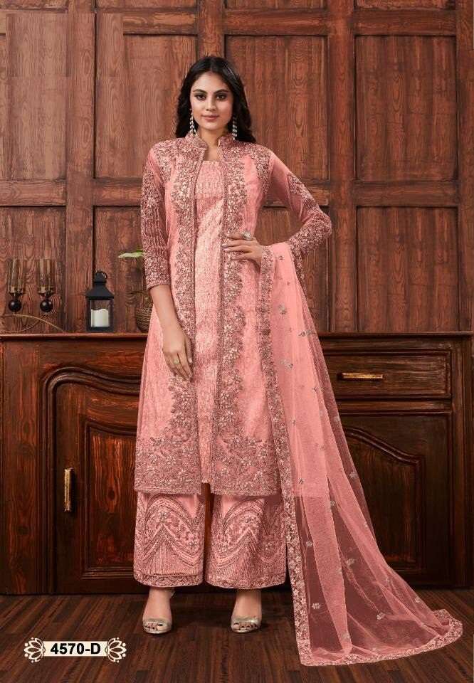 DESIGNER FANCY WEDDING PARTY FESTIVAL WEAR BUTTERFLY NET SALWAR SUIT VIPUL JG 4570D