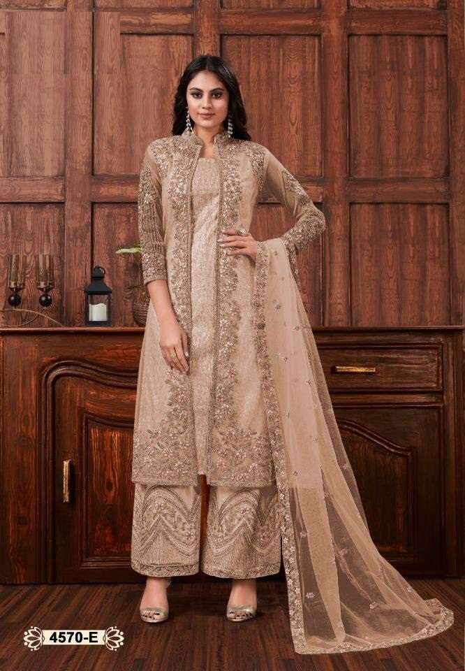 DESIGNER FANCY WEDDING PARTY FESTIVAL WEAR BUTTERFLY NET SALWAR SUIT VIPUL JG 4570E