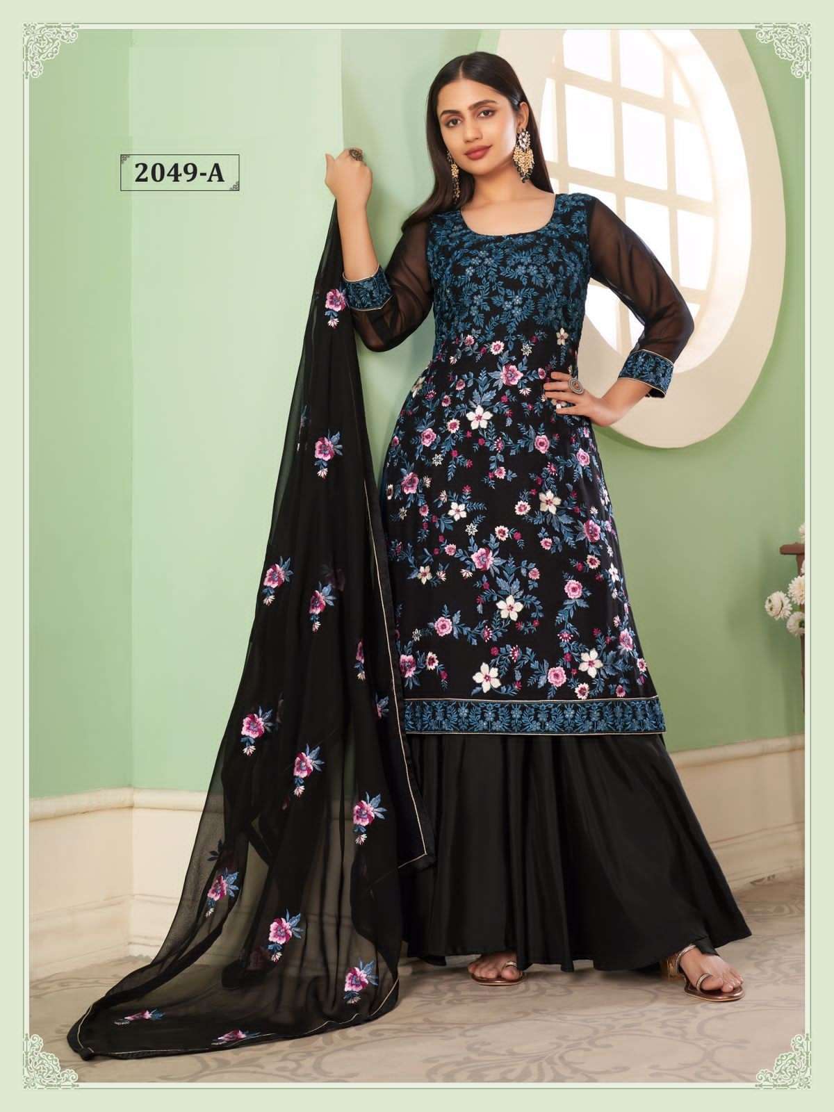 DESIGNER FANCY WEDDING PARTY FESTIVAL WEAR GEORGETTE SALWAR SUIT ALIZEH ZAIDA 2049A