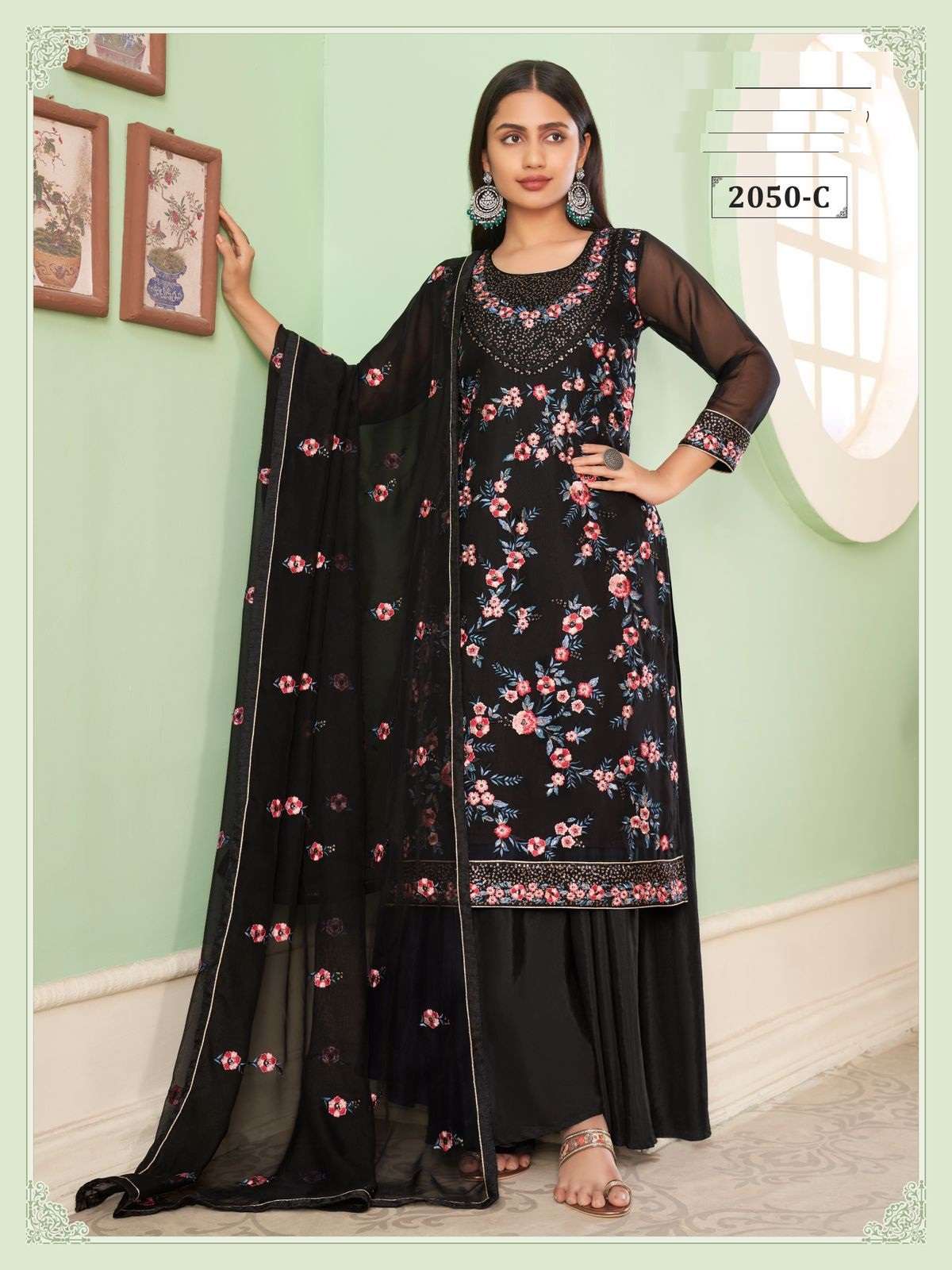 DESIGNER FANCY WEDDING PARTY FESTIVAL WEAR GEORGETTE SALWAR SUIT ALIZEH ZAIDA 2050C