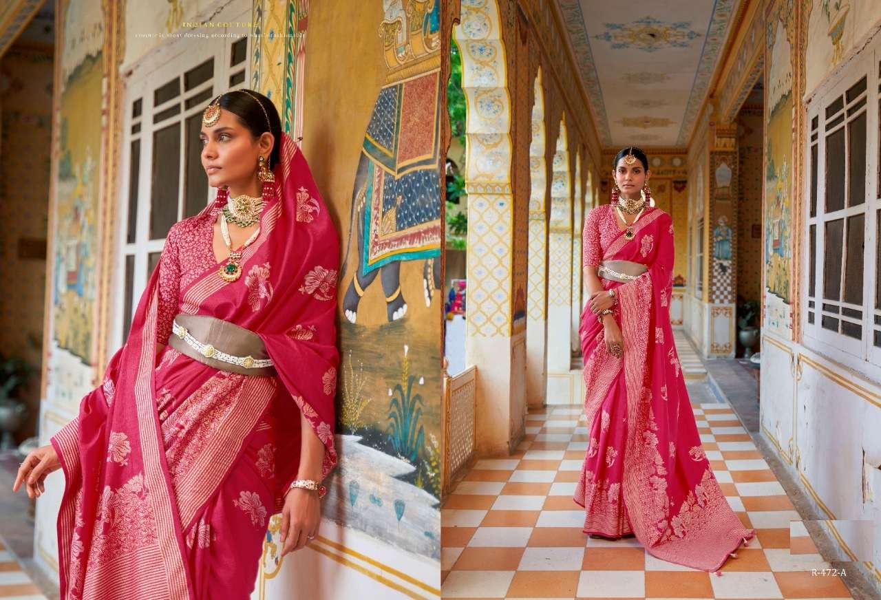 DESIGNER FANCY WEDDING PARTY WEAR DESIGNER BANARASI SILK FABRIC SM REWAA 472A