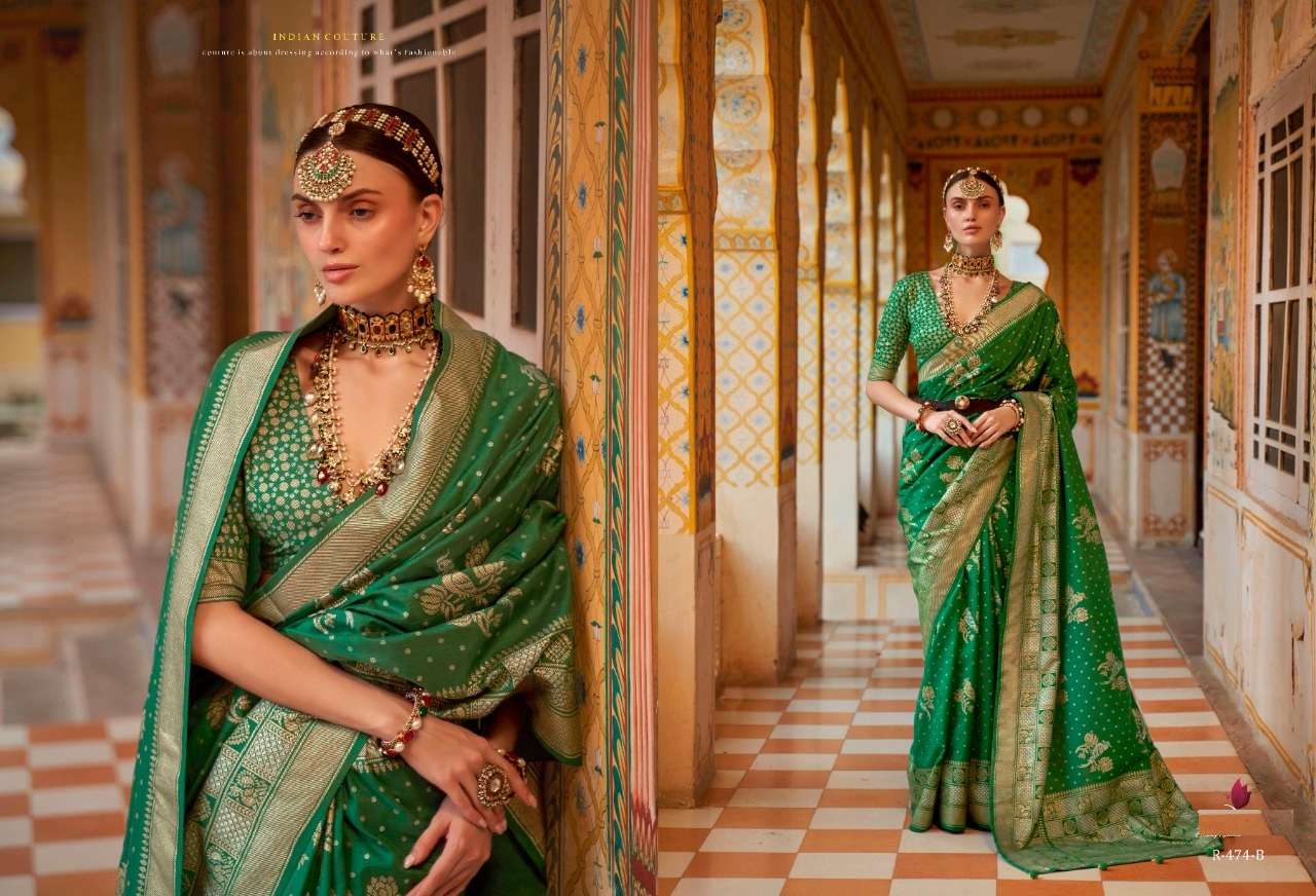 DESIGNER FANCY WEDDING PARTY WEAR DESIGNER BANARASI SILK FABRIC SM REWAA 474B