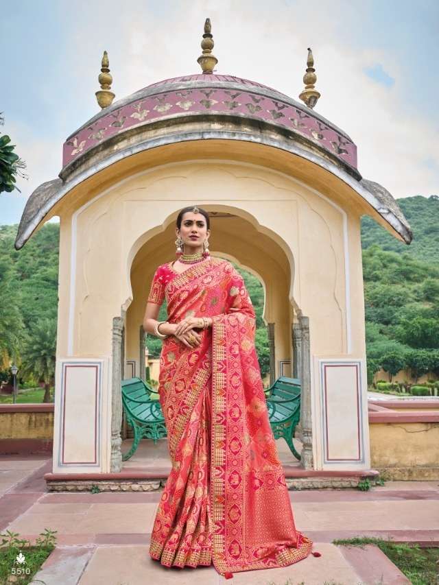 DESIGNER FANCY WEDDING PARTY WEAR DESIGNER PEACE BANARASI SILK FABRIC TATHASTU 5510