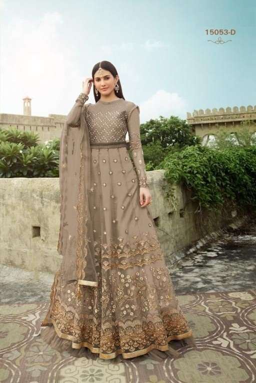 HEAVY DESIGNER FANCY WEDDING PARTY WEAR NET ANARKALI SALWAR SUIT WEAR 15053D