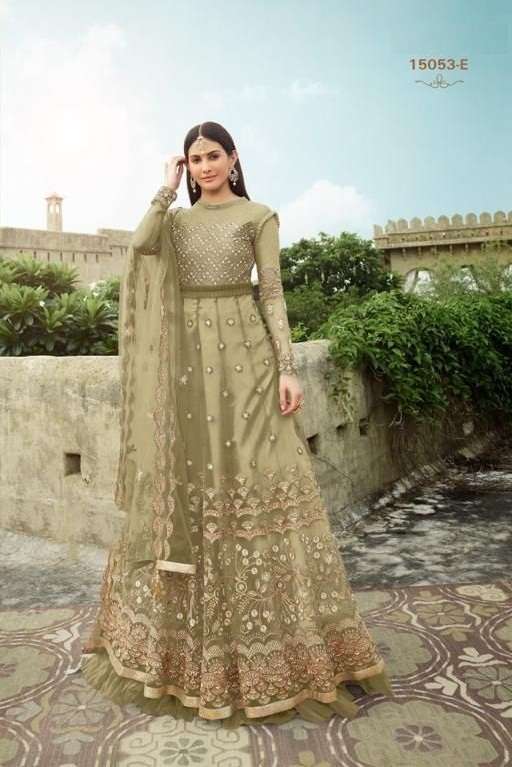 HEAVY DESIGNER FANCY WEDDING PARTY WEAR NET ANARKALI SALWAR SUIT WEAR 15053E