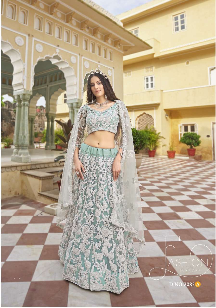 BEST QUALITY DESIGNER BOLLYWOOD SKY BLUE WEDDING PARTY WEAR LEHENGA AT WHOLESALE RATE KB2083 A