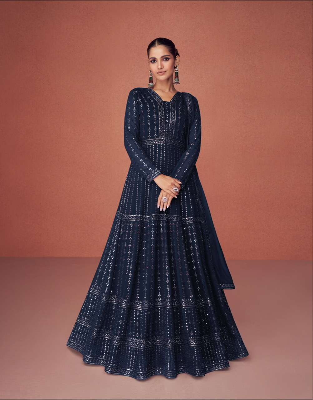 DESIGNER FANCY LONG ANARKALI GOWN SALWAR SUIT FOR WEDDING PARTY WEAR IN GEORGETTE FABRIC AF SEASON 9459