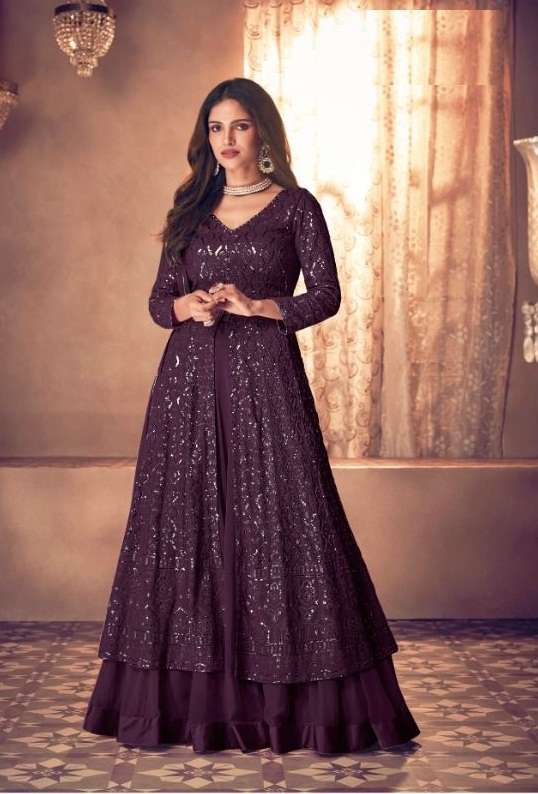 DESIGNER FANCY LONG ANARKALI SALWAR SUIT GOWN EXCLUSIVE FOR NAVRATRI PARTY WEAR SAYURI NOOR 123 G