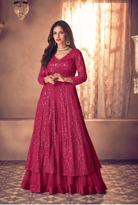 DESIGNER FANCY LONG ANARKALI SALWAR SUIT GOWN EXCLUSIVE FOR NAVRATRI PARTY WEAR SAYURI NOOR 123 I