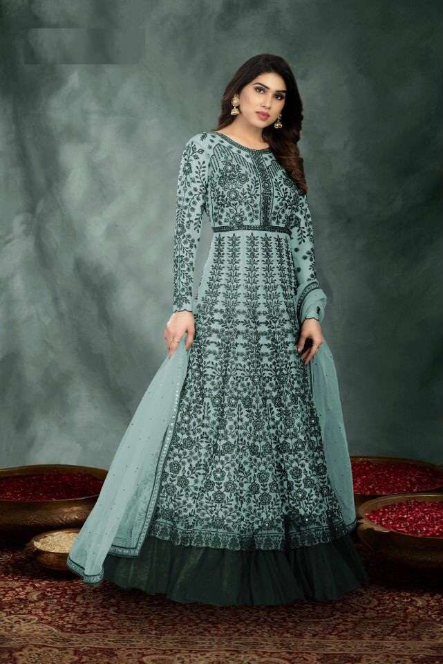 DESIGNER FANCY LONG PARTY WEAR GOWN STYLE SALWAR SUIT FOR WOMEN GULZAR 1002C