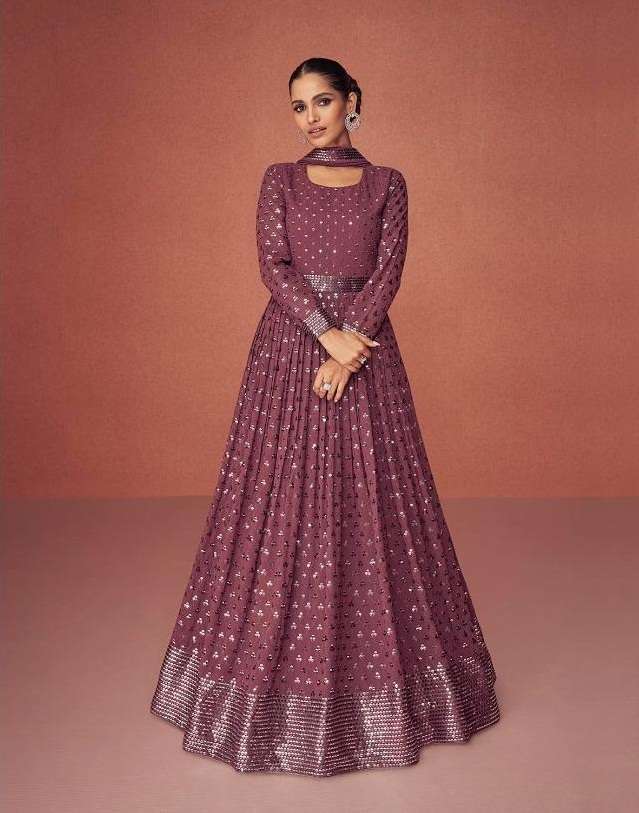 DESIGNER FANCY LONG PINK ANARKALI GOWN SALWAR SUIT FOR WEDDING PARTY WEAR IN GEORGETTE FABRIC AF SEASON 9363 C