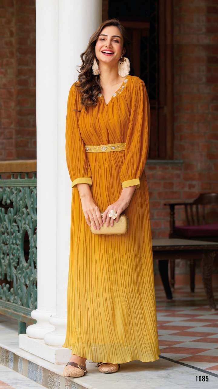 DESIGNER FANCY MOST SELLING GEORGETTE YELLOW JUMPSUIT FOR PARTY CASUAL WEAR EB JUMPSUIT FEBELLE 1085