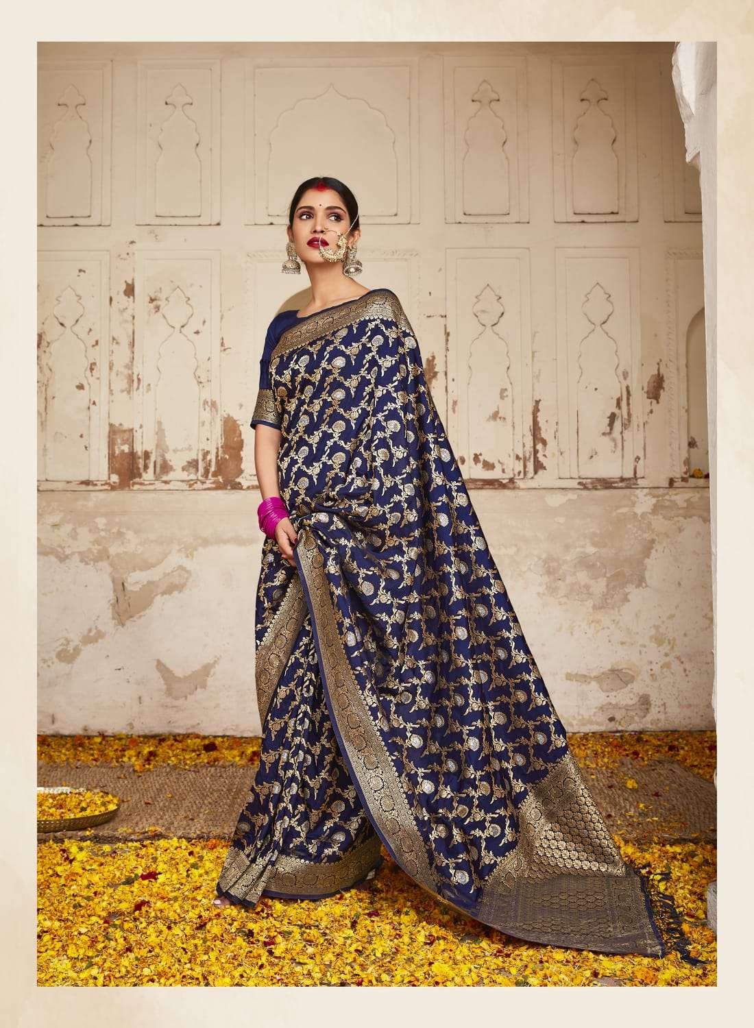 DESIGNER FANCY PARTY WEAR BLUE SILK SAREE EXCLUSIVE COLLECTION SM RAJPATH ADRIKA17004